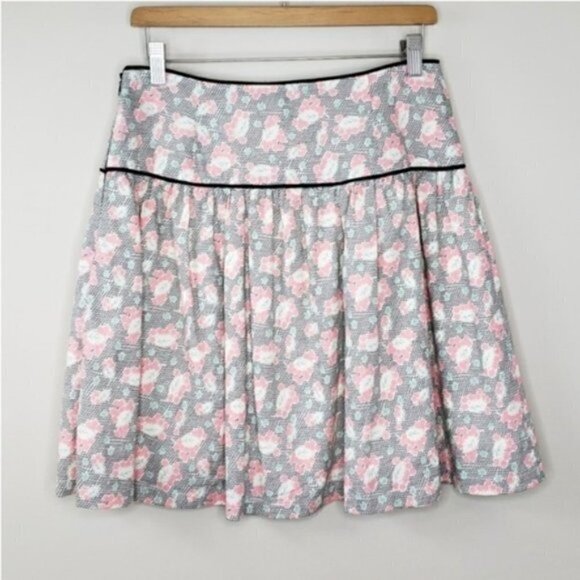 Joseph Walker | Black Cream Pink Floral A-line Skirt Size Large - Picture 3 of 4